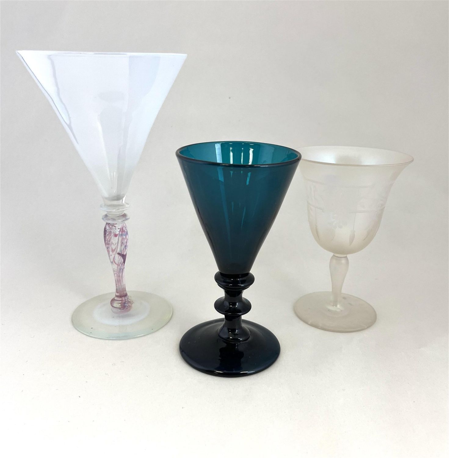 Three Steuben goblets