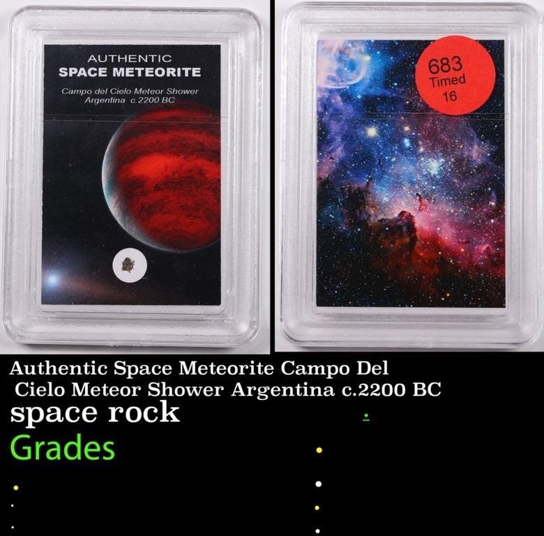 Authentic Space Meteorite Campo Del Cielo Meteor Shower Argentina c.2200 BC Graded By INB.