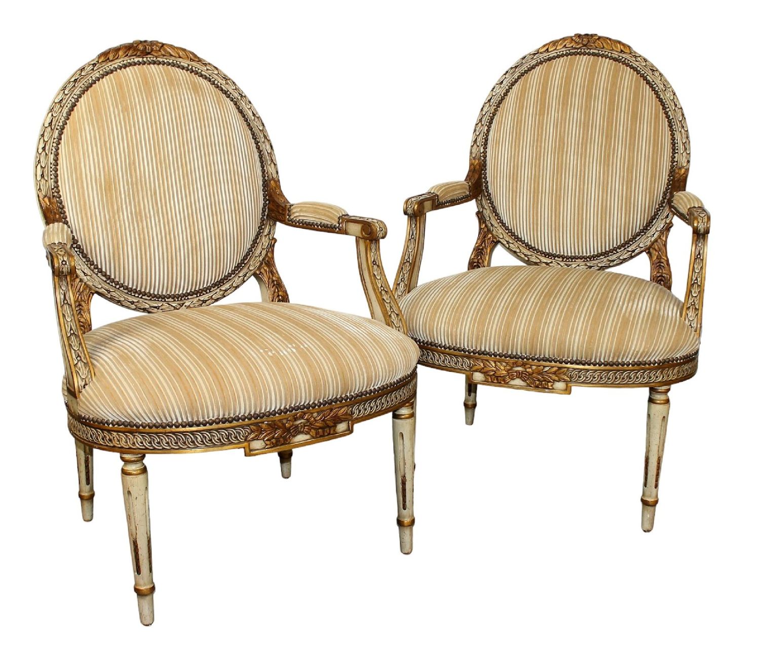 Pair of Karges Louis XVI style armchairs