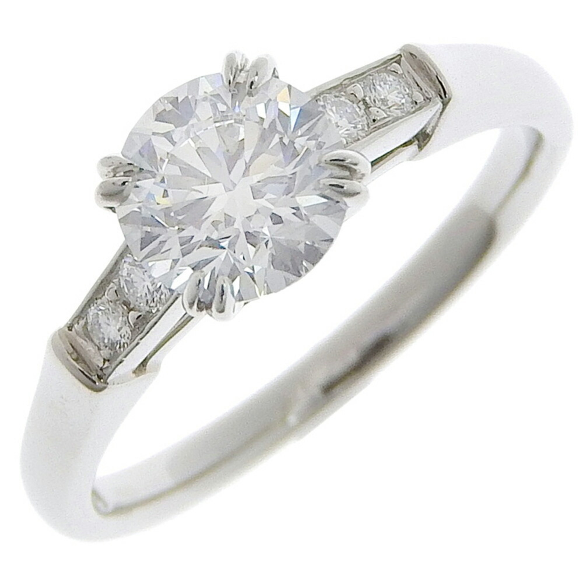 Harry Winston Round Cut D-FL-VG Trist Pt950 Platinum x Diamond No. 10 0.90 Women's Ring S