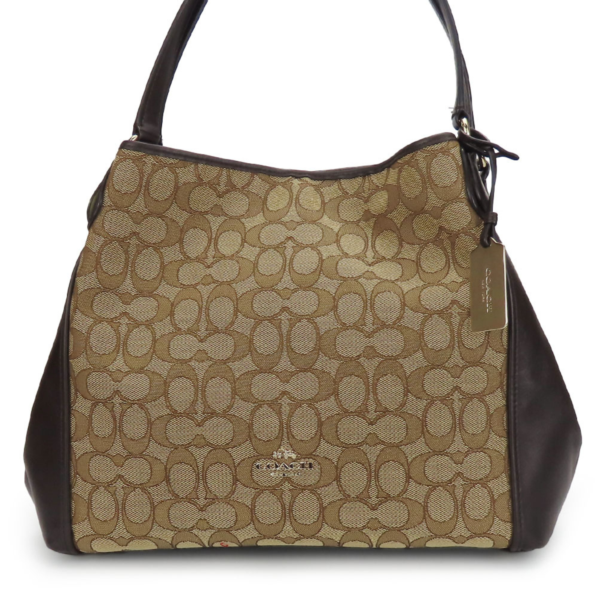 Coach Tote Bag 36466 Signature Canvas Leather Dark Brown Women's COACH