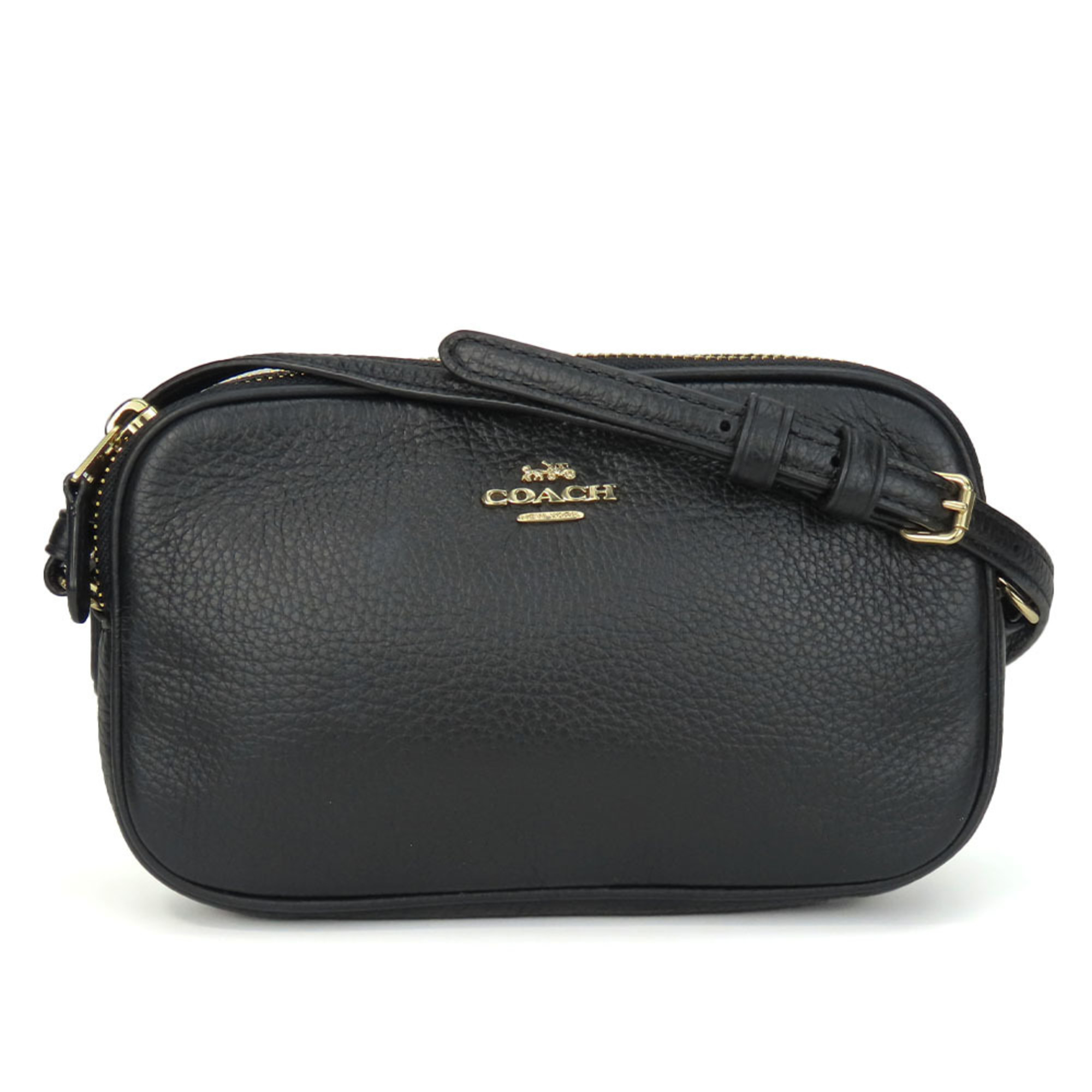 Coach Shoulder Bag F30259 Leather Black Pochette Women's COACH