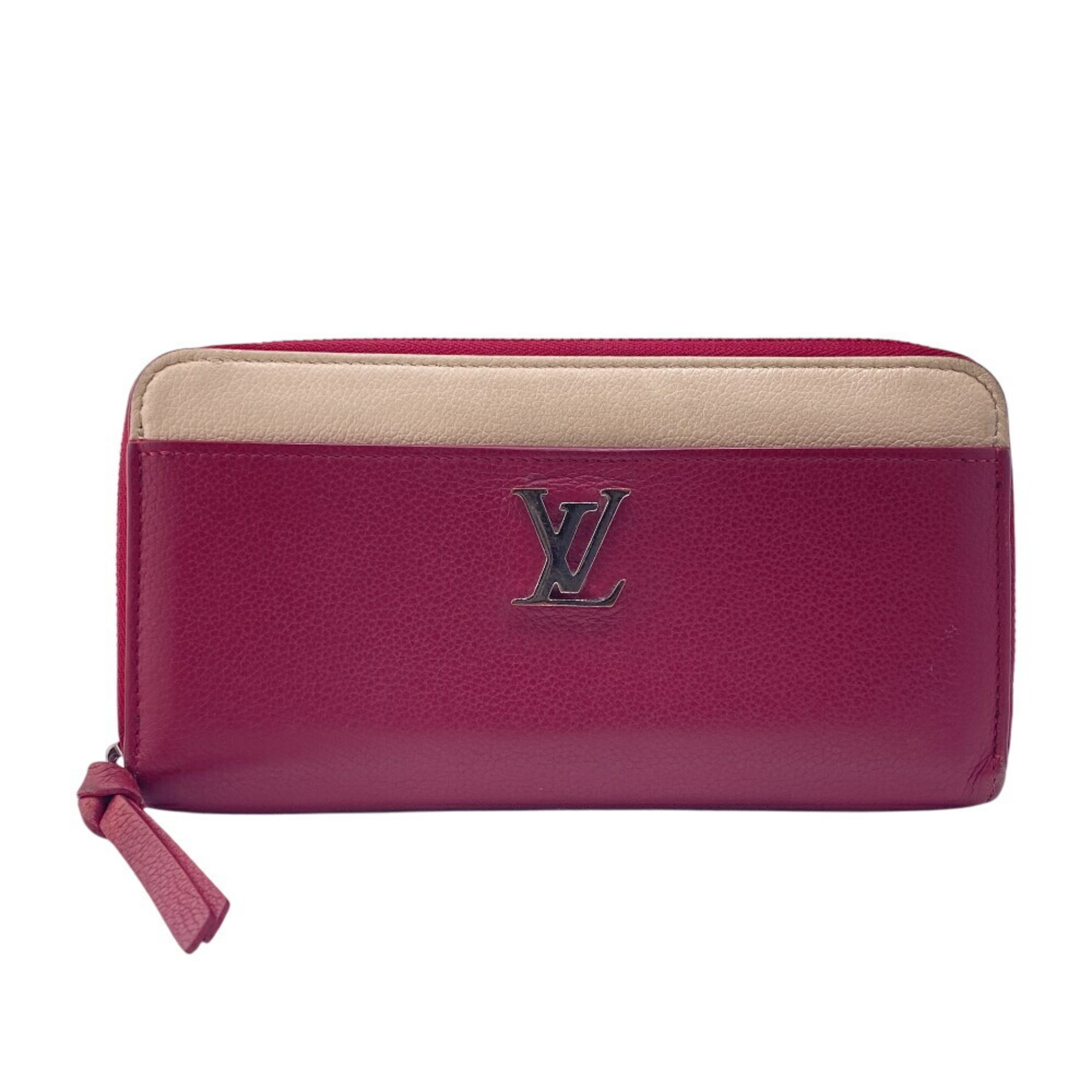 LOUIS VUITTON Louis Vuitton Wallet Zippy LV Lock Me Long Wine Red Women's