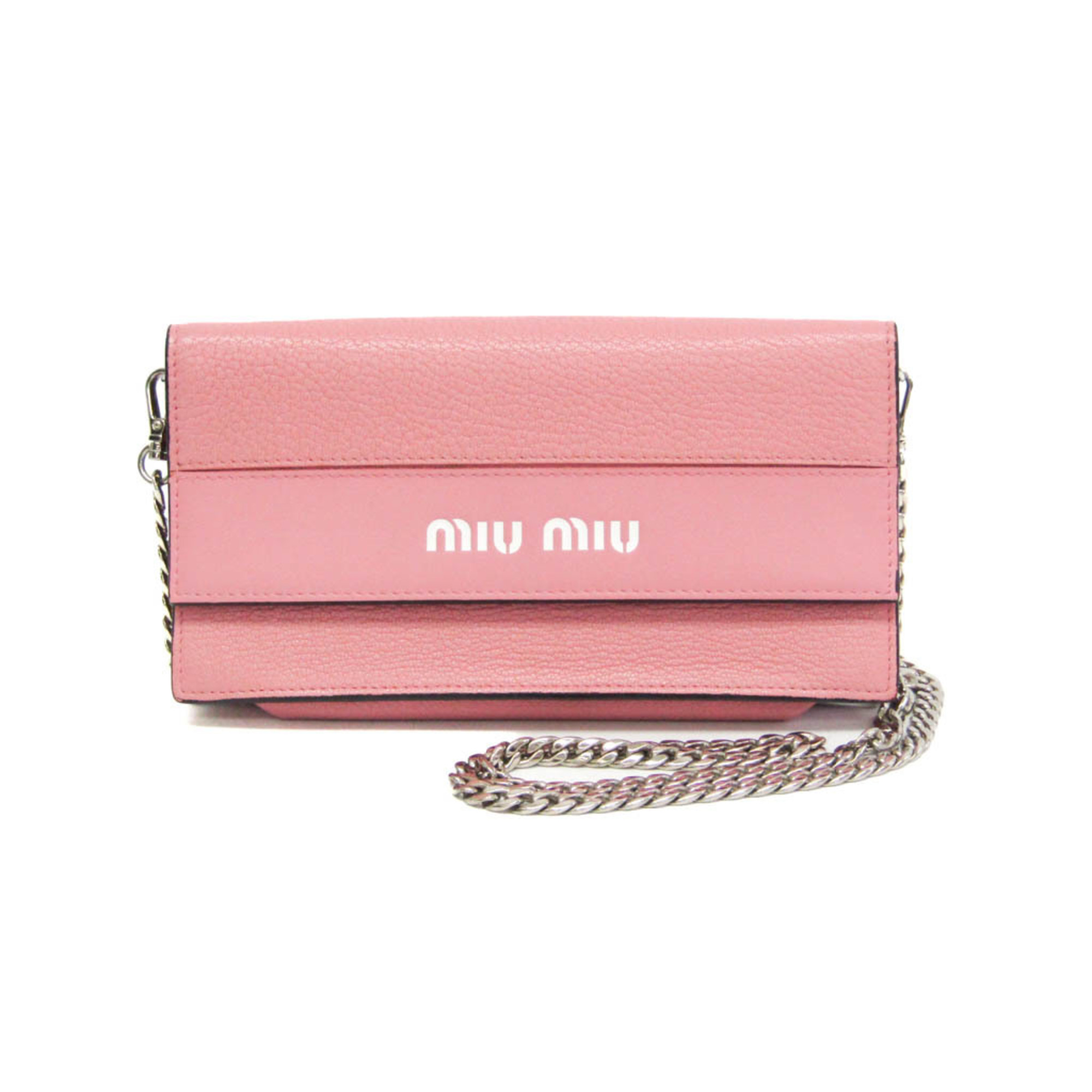Miu Miu Chain Shoulder Wallet Pochette Women's Leather Pouch,Shoulder Bag Pink