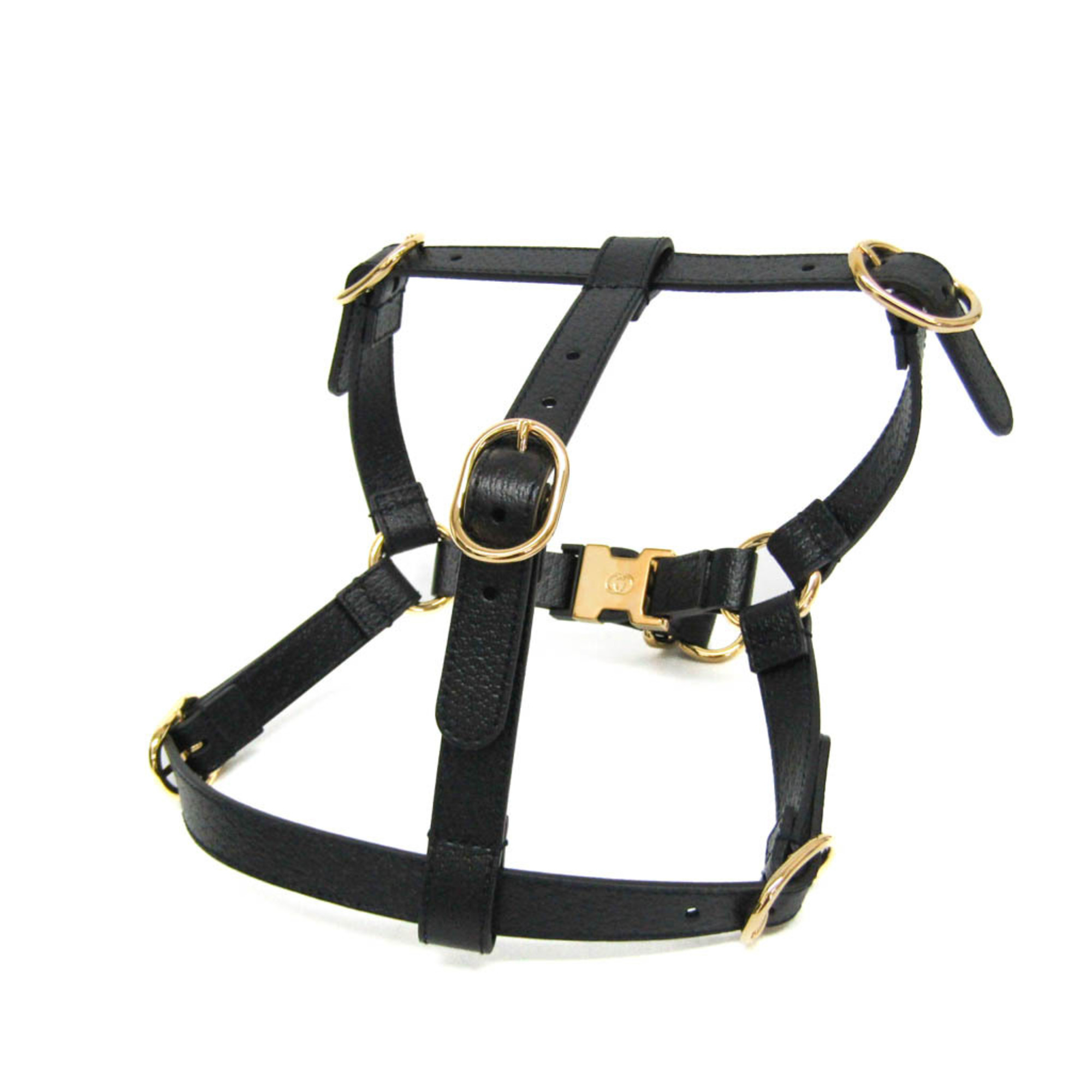 Gucci Interlocking G Pet Harness Size M 692963 Dog Harness Leather Black