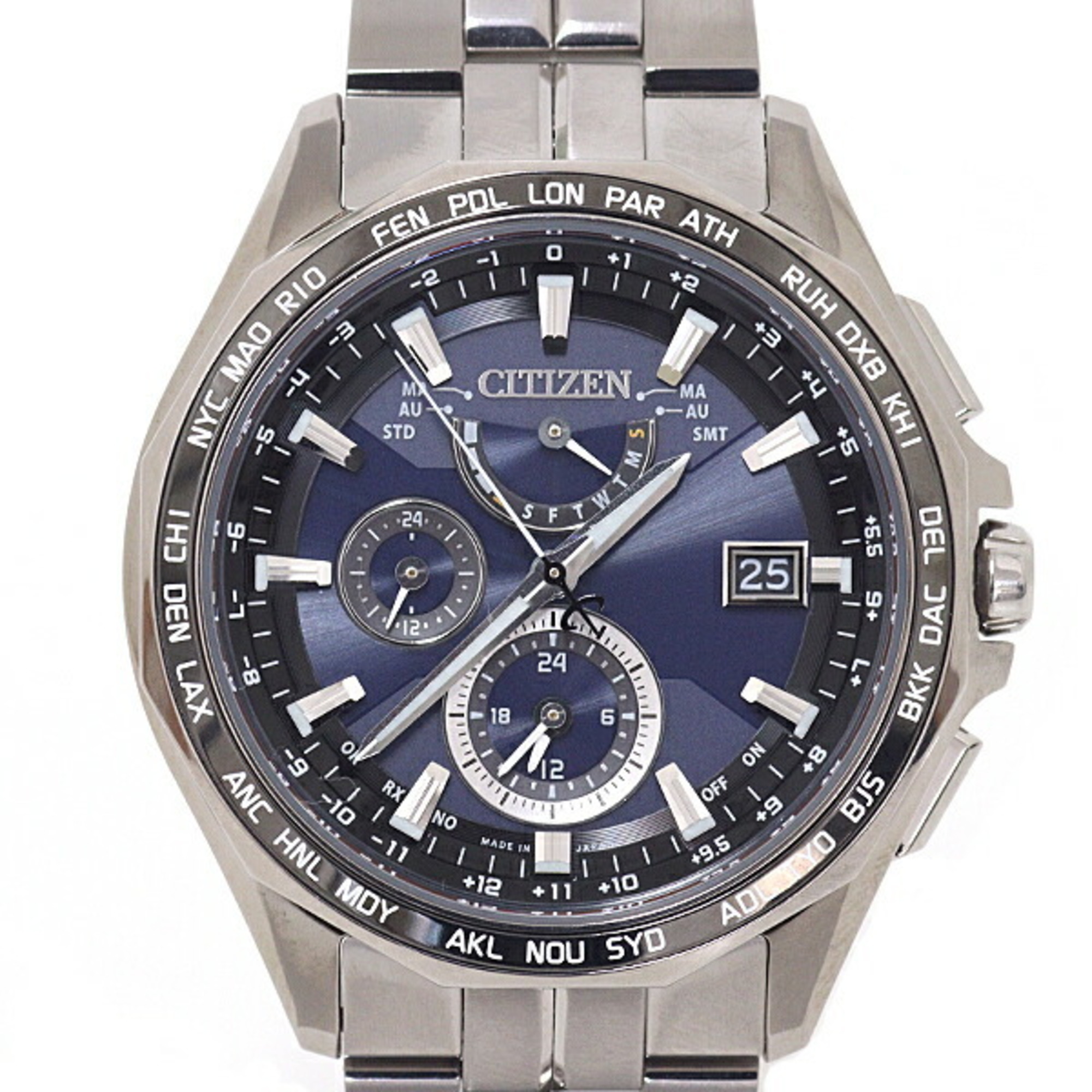 CITIZEN Men's Watch Eco-Drive Radio-Controlled H820-T023096 SS Navy Dial