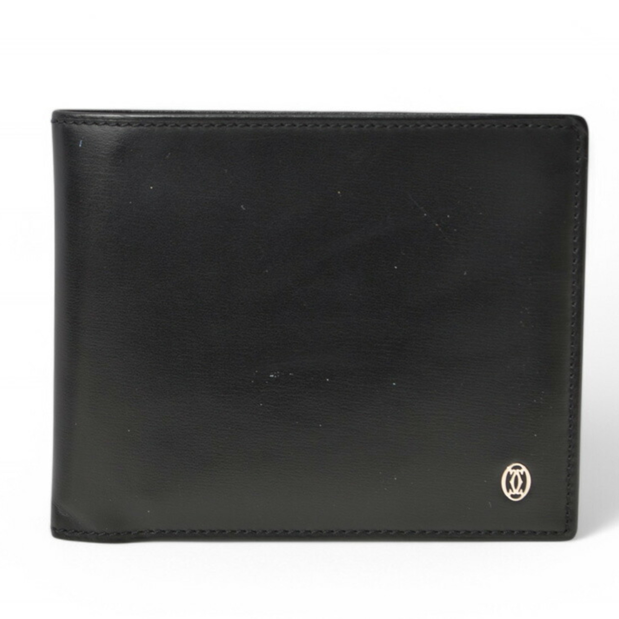 Cartier Wallet Men's Bi-fold Leather Pasha de Black L3000220
