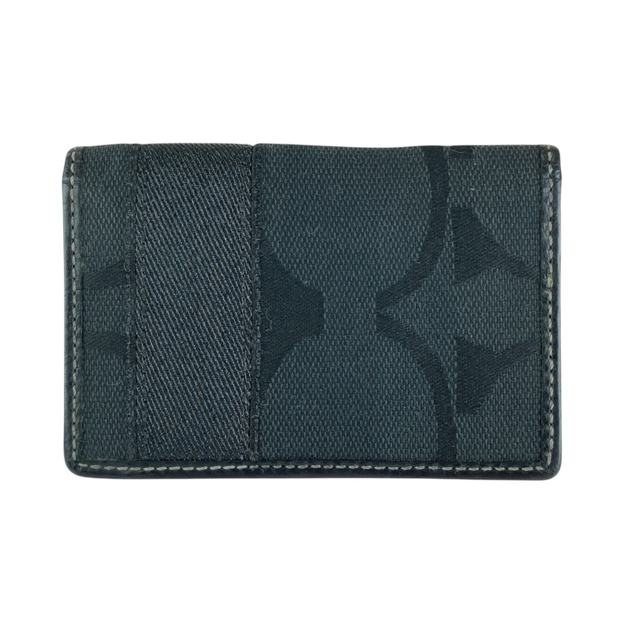 COACH Signature Black Canvas Leather Business Card Holder for Men