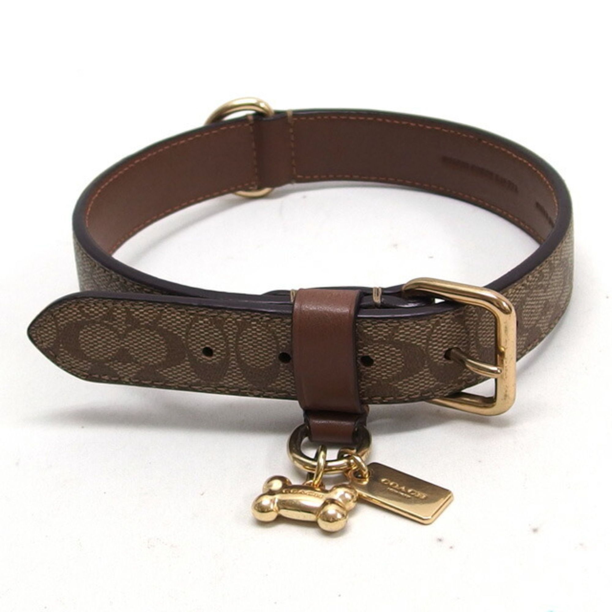 Coach Signature Pet Choker Beige x Brown