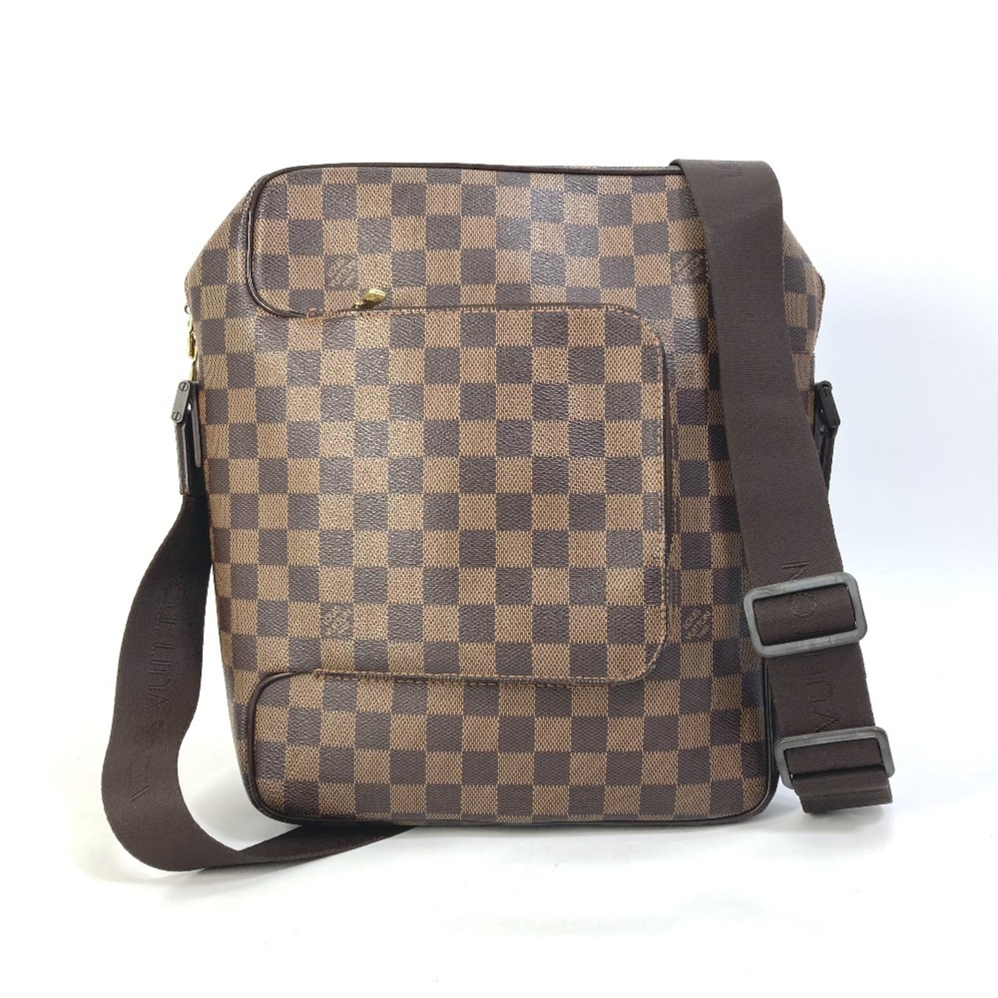 LOUIS VUITTON N41441 Damier Olaf MM Shoulder Bag, Canvas, Men's, Ebene, Brown