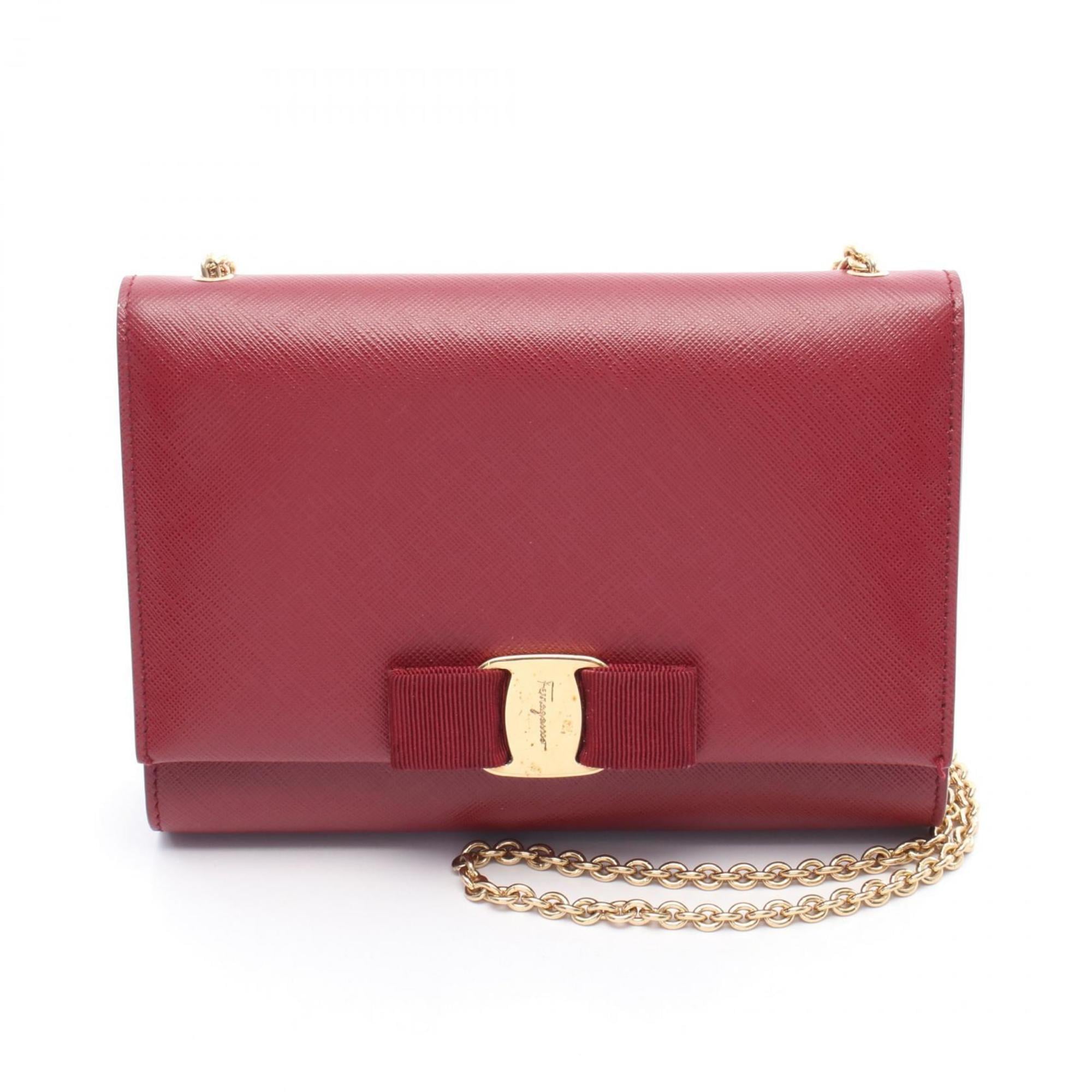 Salvatore Ferragamo Vara Ribbon Shoulder Bag, Leather, Women's, Red