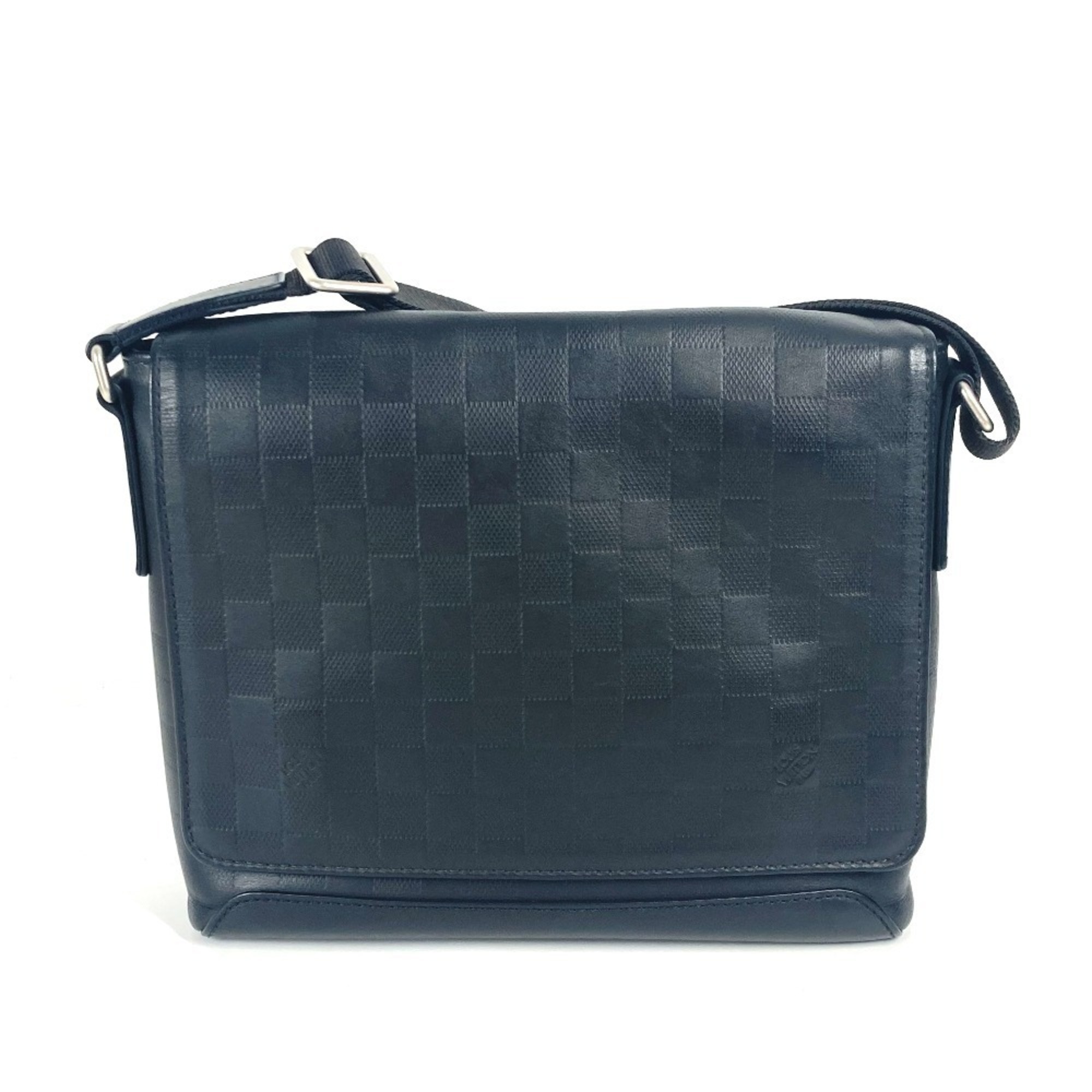 LOUIS VUITTON N41033 Damier Infini District PM Bag Flap Crossbody Shoulder Leather Men's Women's Black