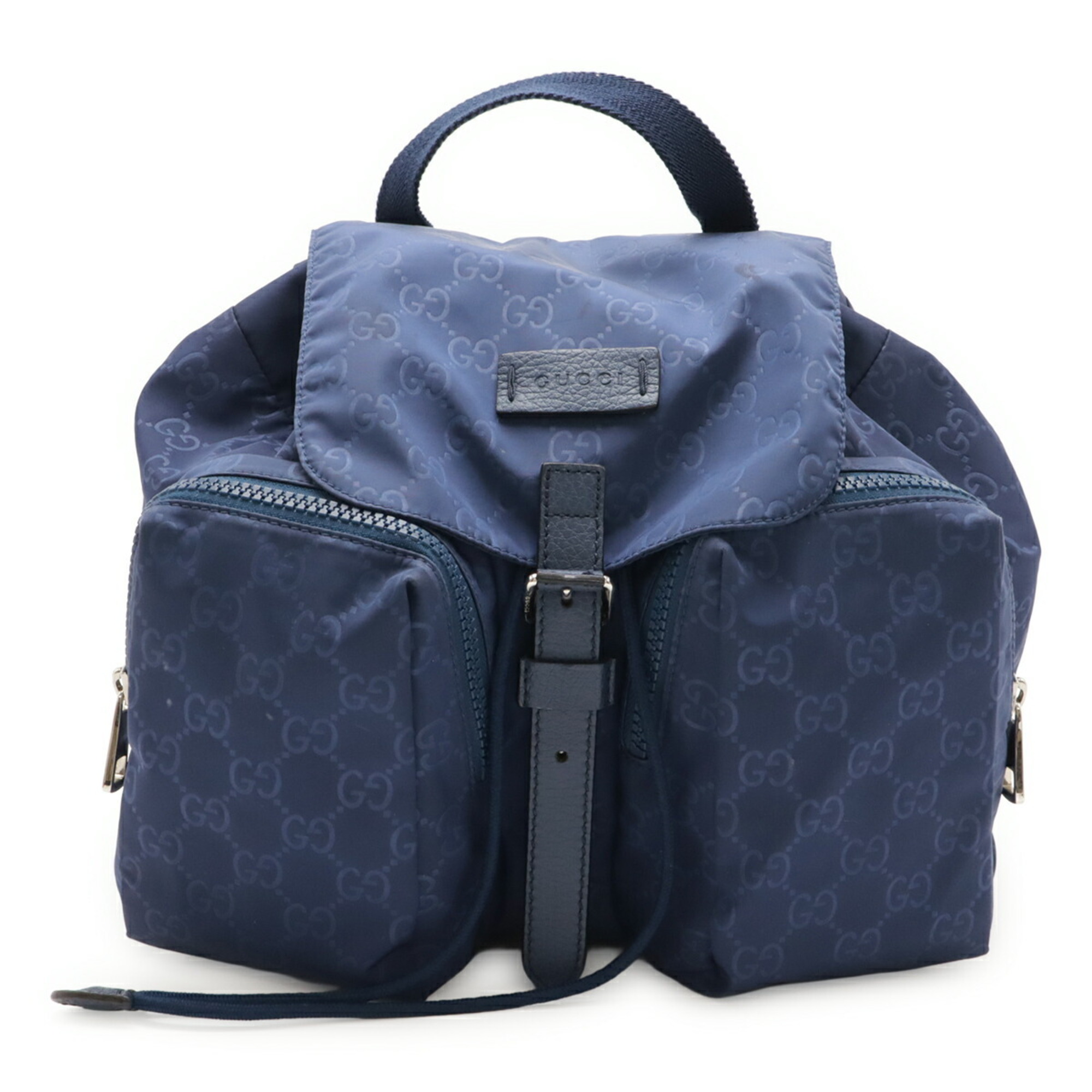 GUCCI GG nylon rucksack in navy leather (406361)