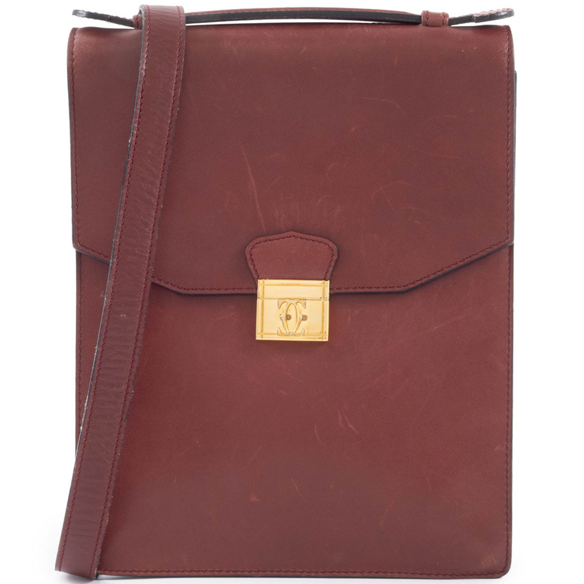 Cartier Must Line Handbag/Shoulder Bag, Leather, Bordeaux, Women's