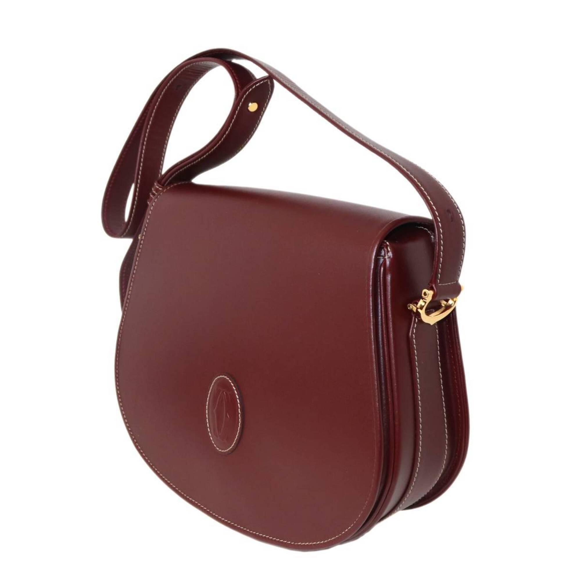 Cartier shoulder bag, Must line, Bordeaux leather