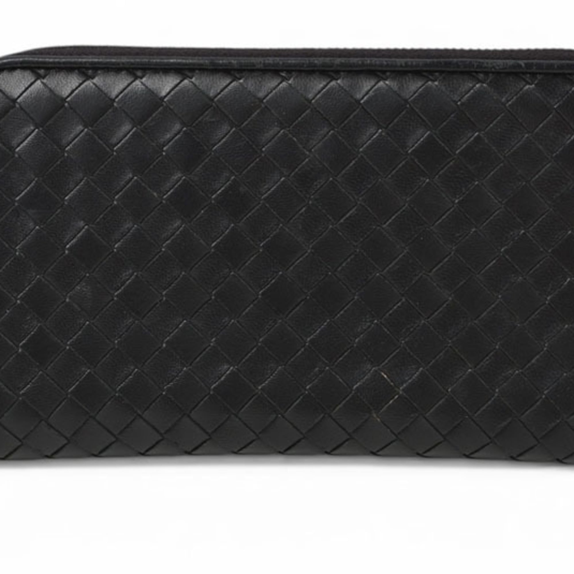 Bottega Veneta wallet, long round closure, intrecciato weave, orange.