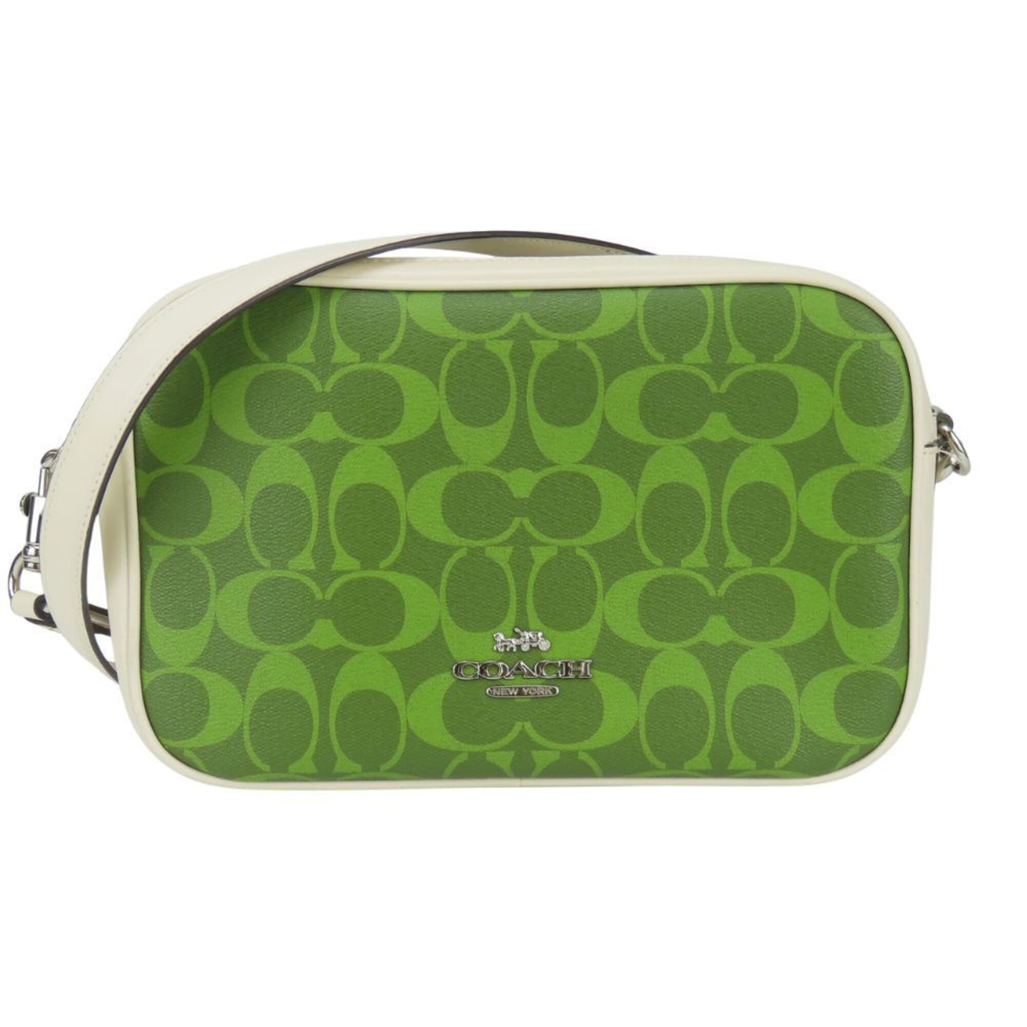 Coach Shoulder Bag Signature 68168 Coated Canvas Leather Green/Ivory Women's COACH