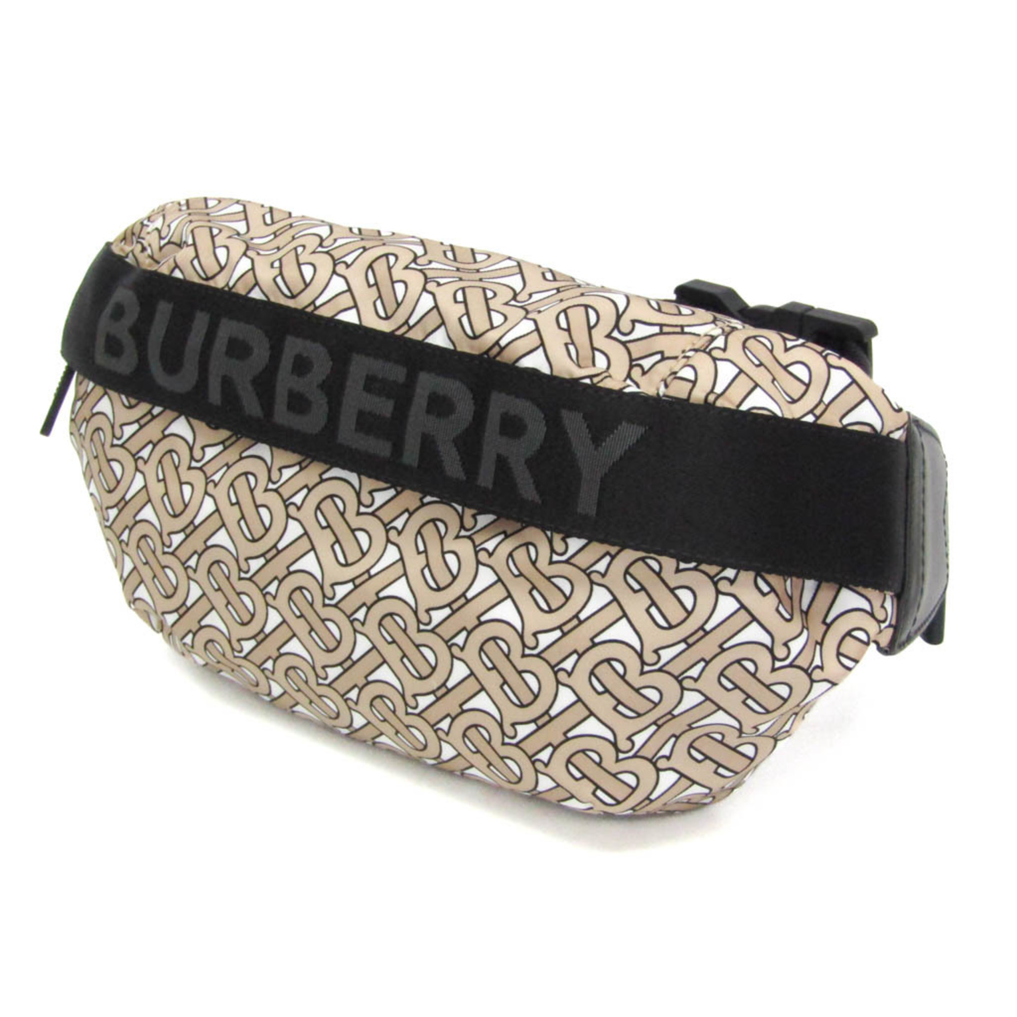 Burberry TB Monogram 8011616 Men,Women Nylon,Leather Fanny Pack,Sling Bag Beige,Black