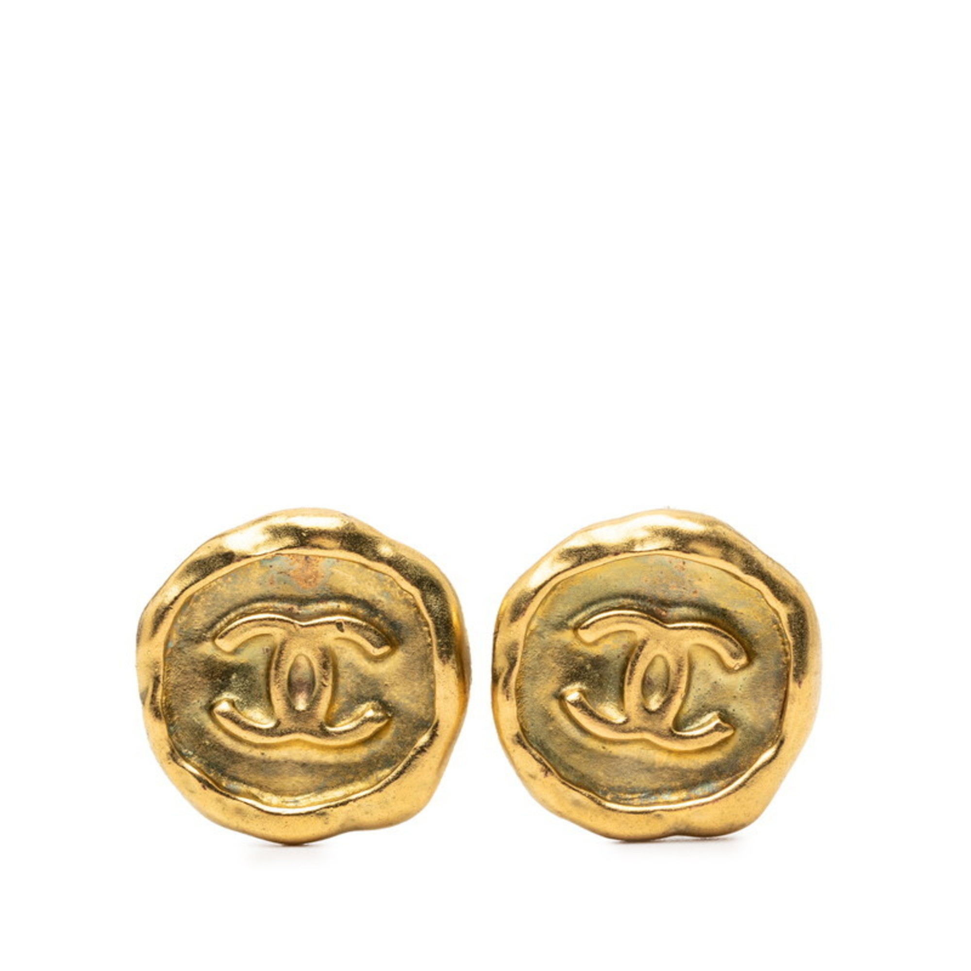 Vintage Chanel Coco Mark Earrings, Gold Plated, Women's, CHANEL