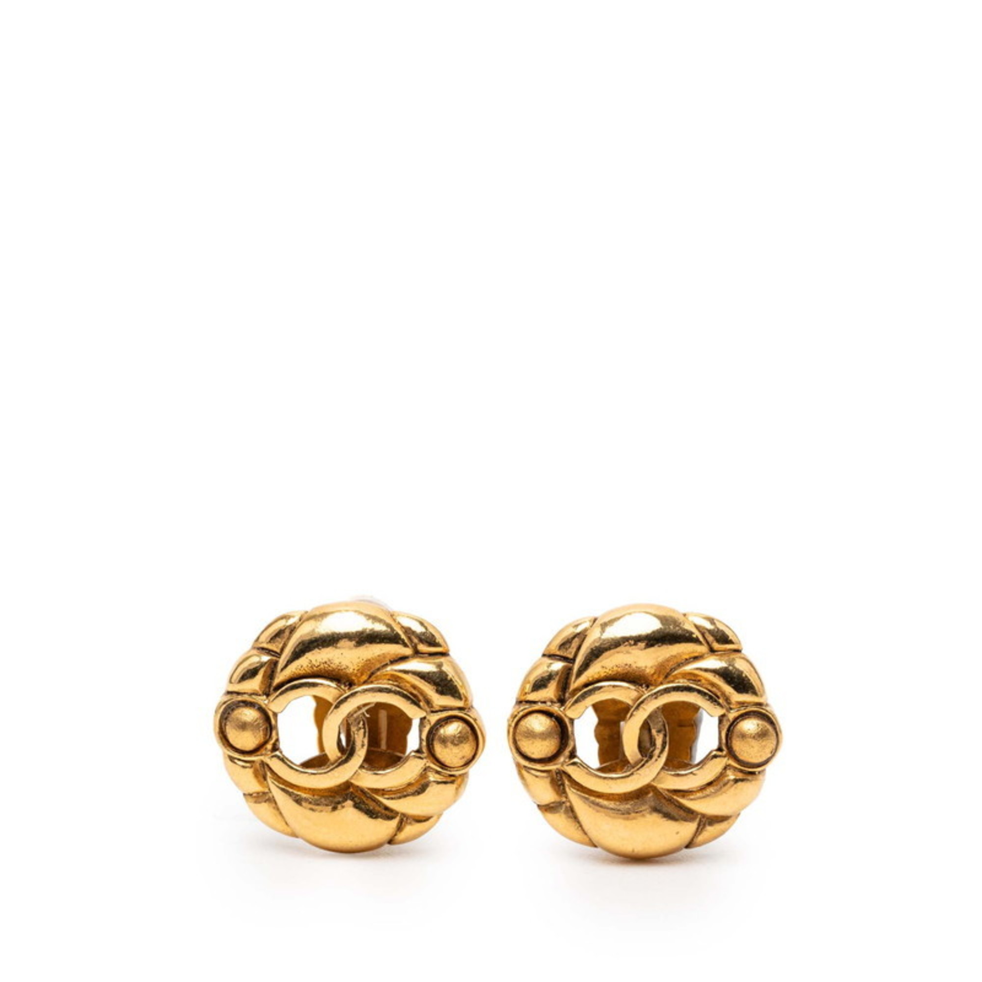 Vintage Chanel Coco Mark Earrings, Gold Plated, Women's, CHANEL