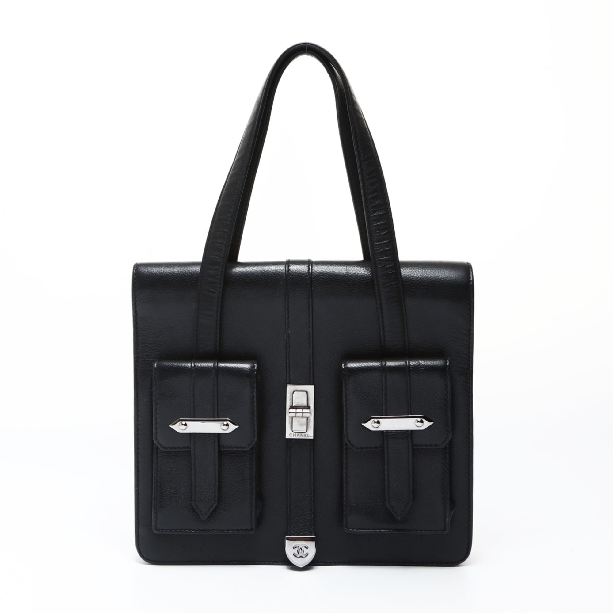 CHANEL Leather Chanel 2.55 Caviar Shoulder Bag Black WS26912