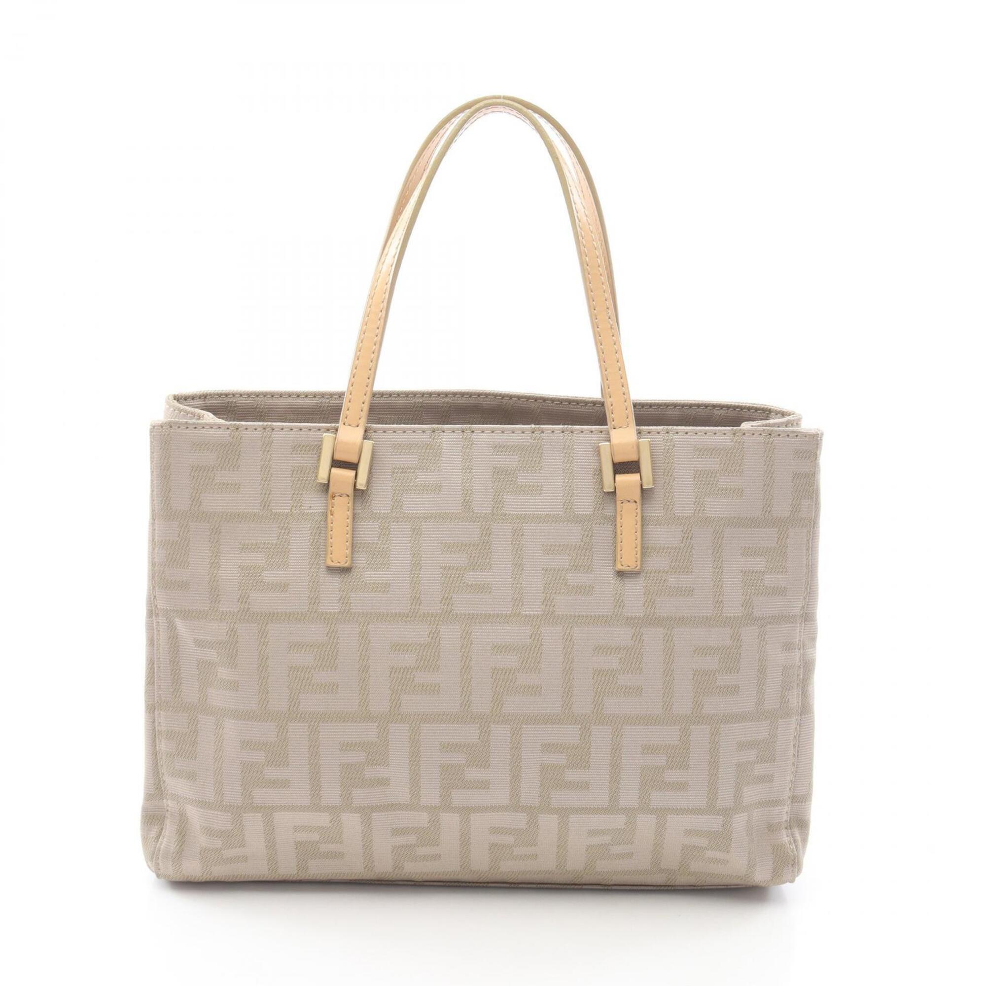 Fendi Zucca Tote Bag Handbag Canvas Leather Women's Beige 8BH072