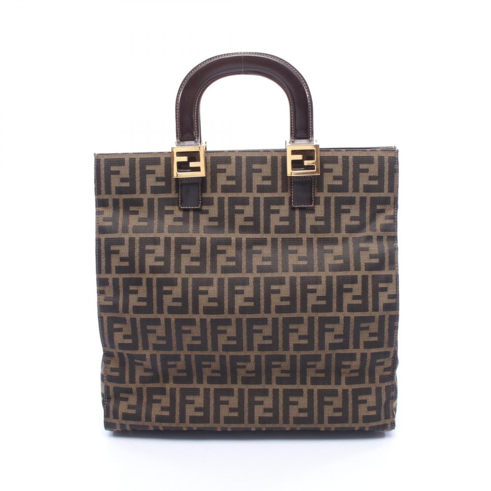 Fendi Zucca Tote Bag Handbag, Canvas and Leather, Women's, Brown