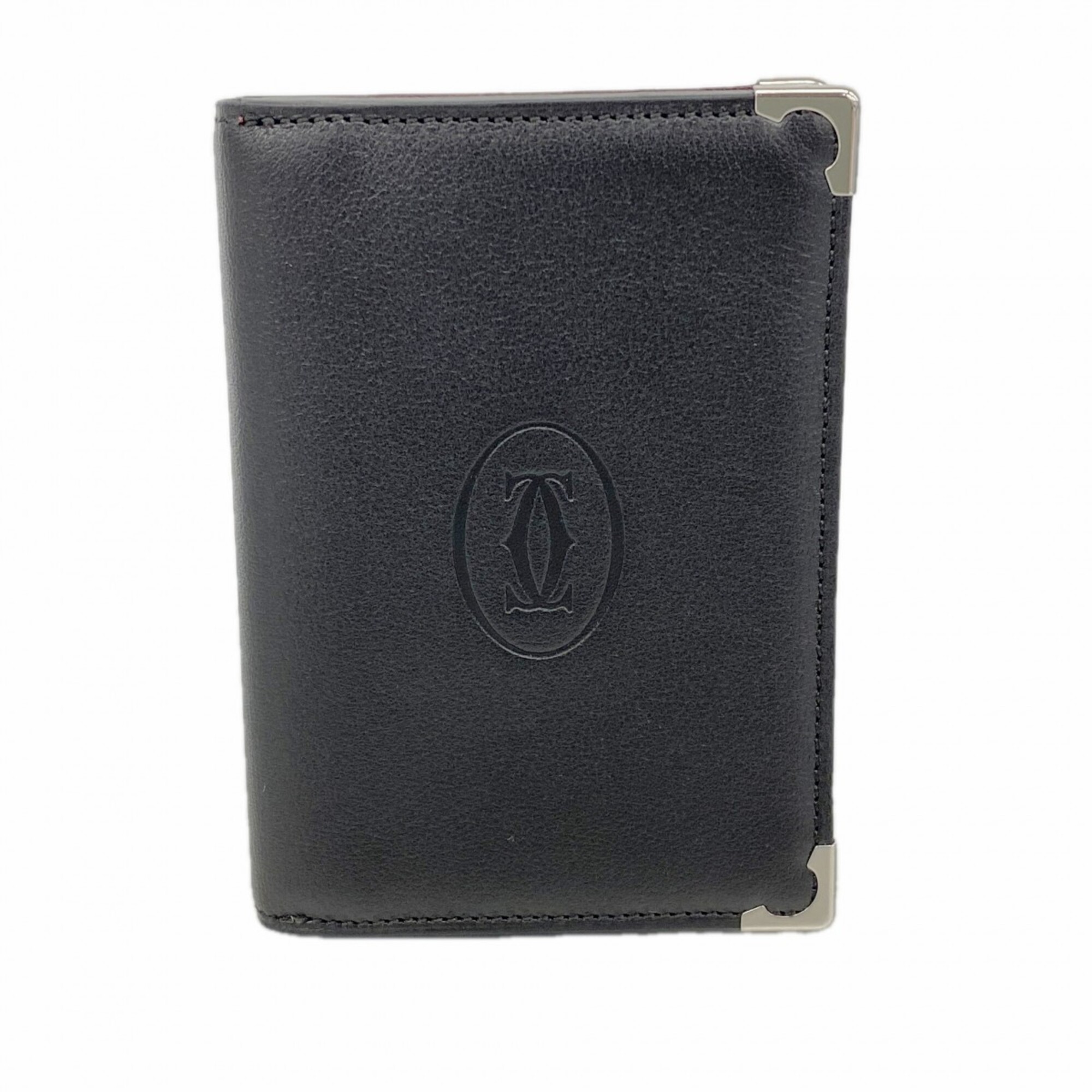Cartier Business Card Holder/Card Case Must Leather Black Men's