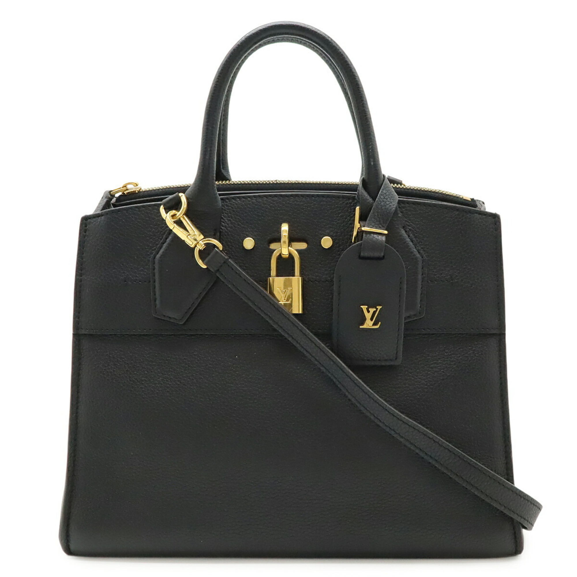 LOUIS VUITTON City Steamer PM Handbag Shoulder Bag Leather Noir Black M51028