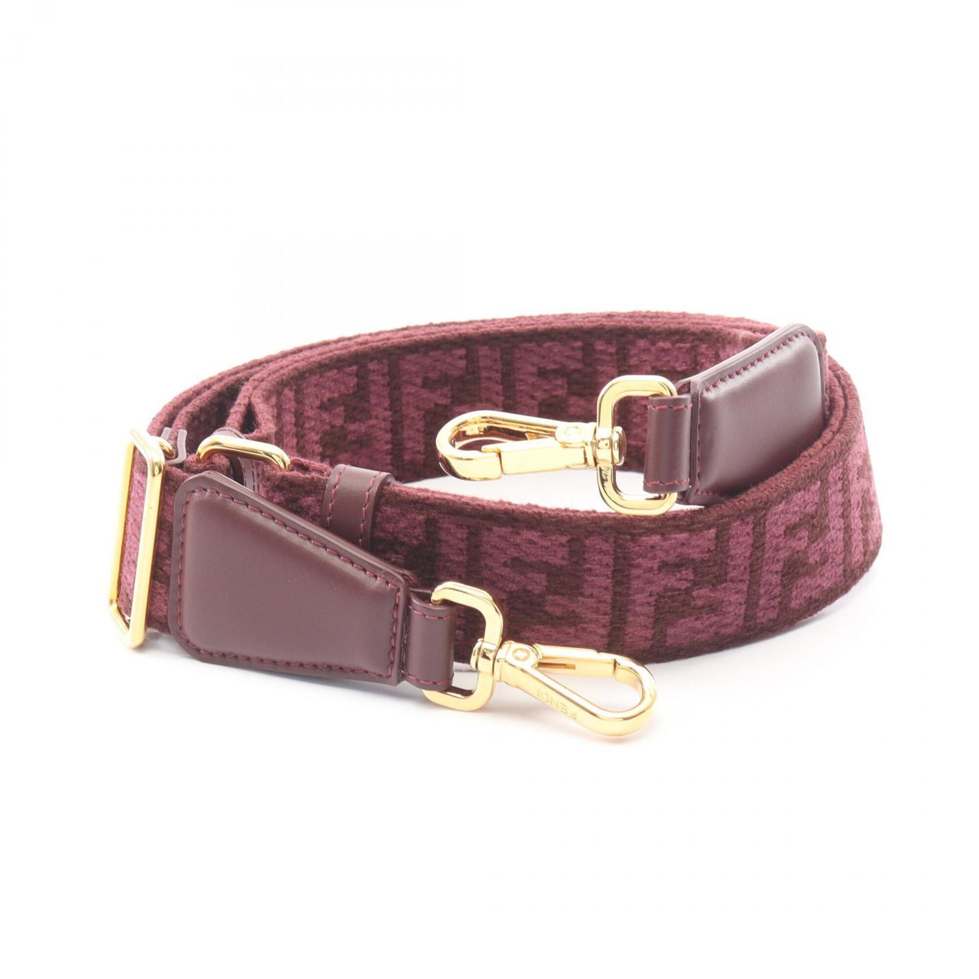 Fendi Strap You FF Logo Shoulder Accessory, Canvas and Leather, Women's, Bordeaux