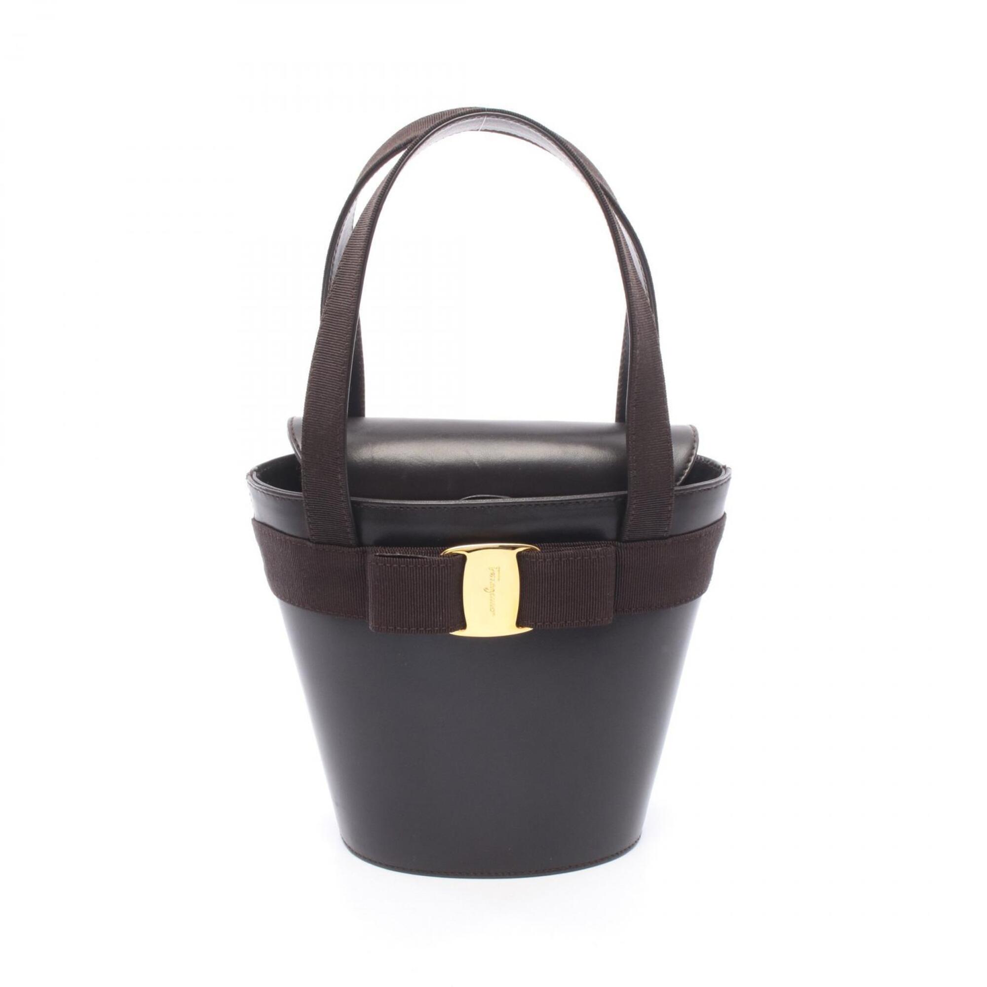 Salvatore Ferragamo Vara Ribbon Handbag, Leather, Women's, Brown