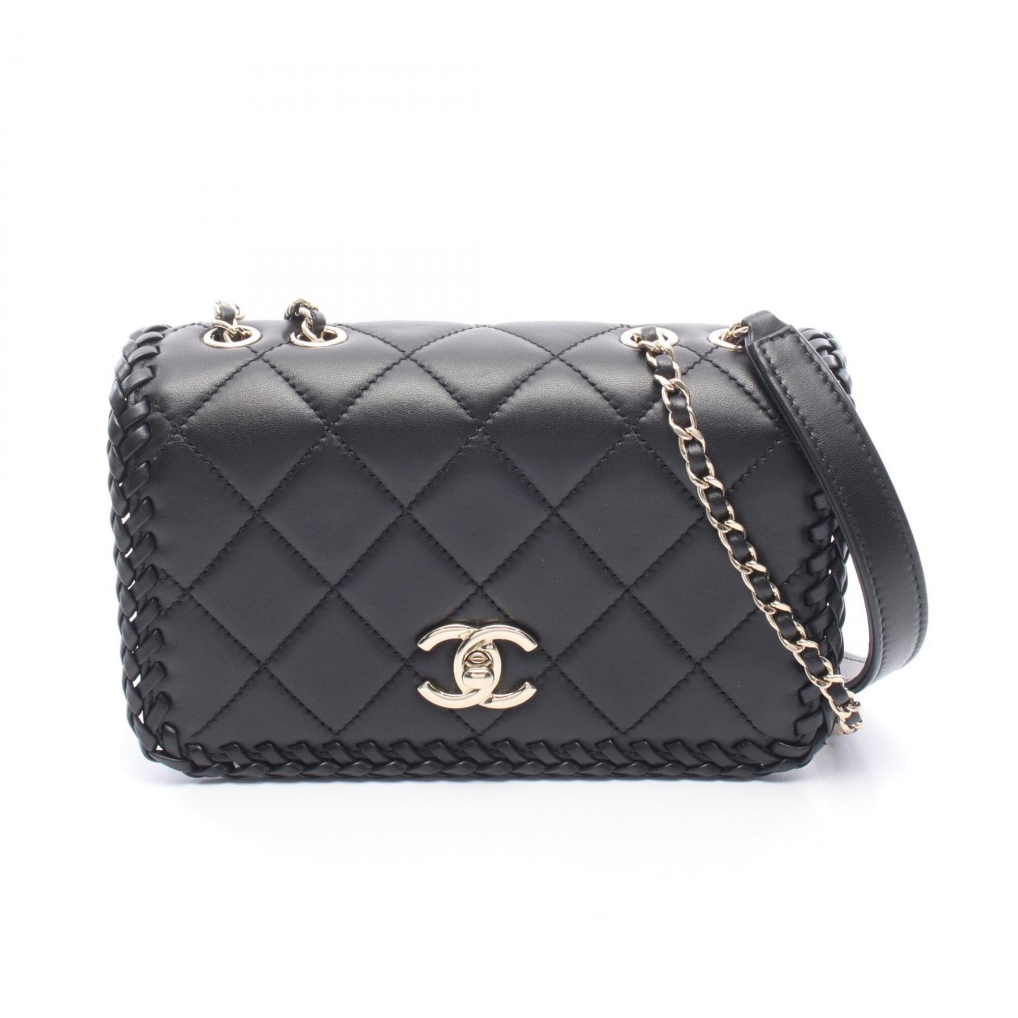 Chanel Matelassé Full Flap Shoulder Bag/Handbag, Lambskin Leather, Women's, Black (AS4234)
