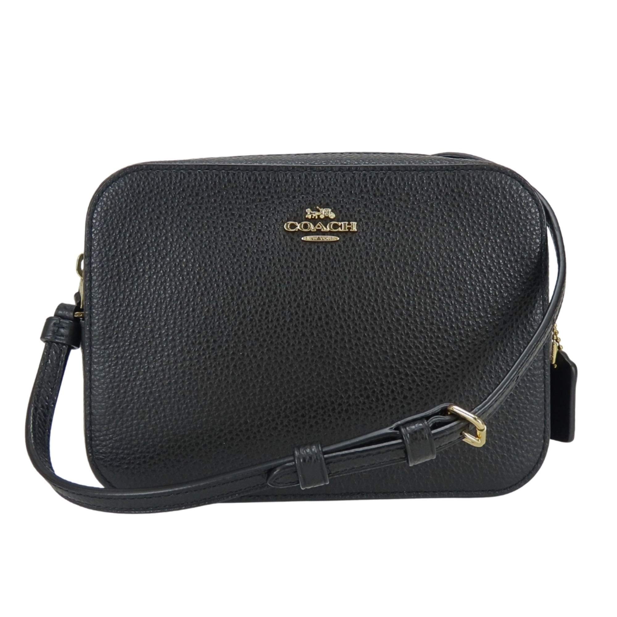 Coach Shoulder Bag Pochette 87734 Leather Black Gold Hardware Mini Women's COACH