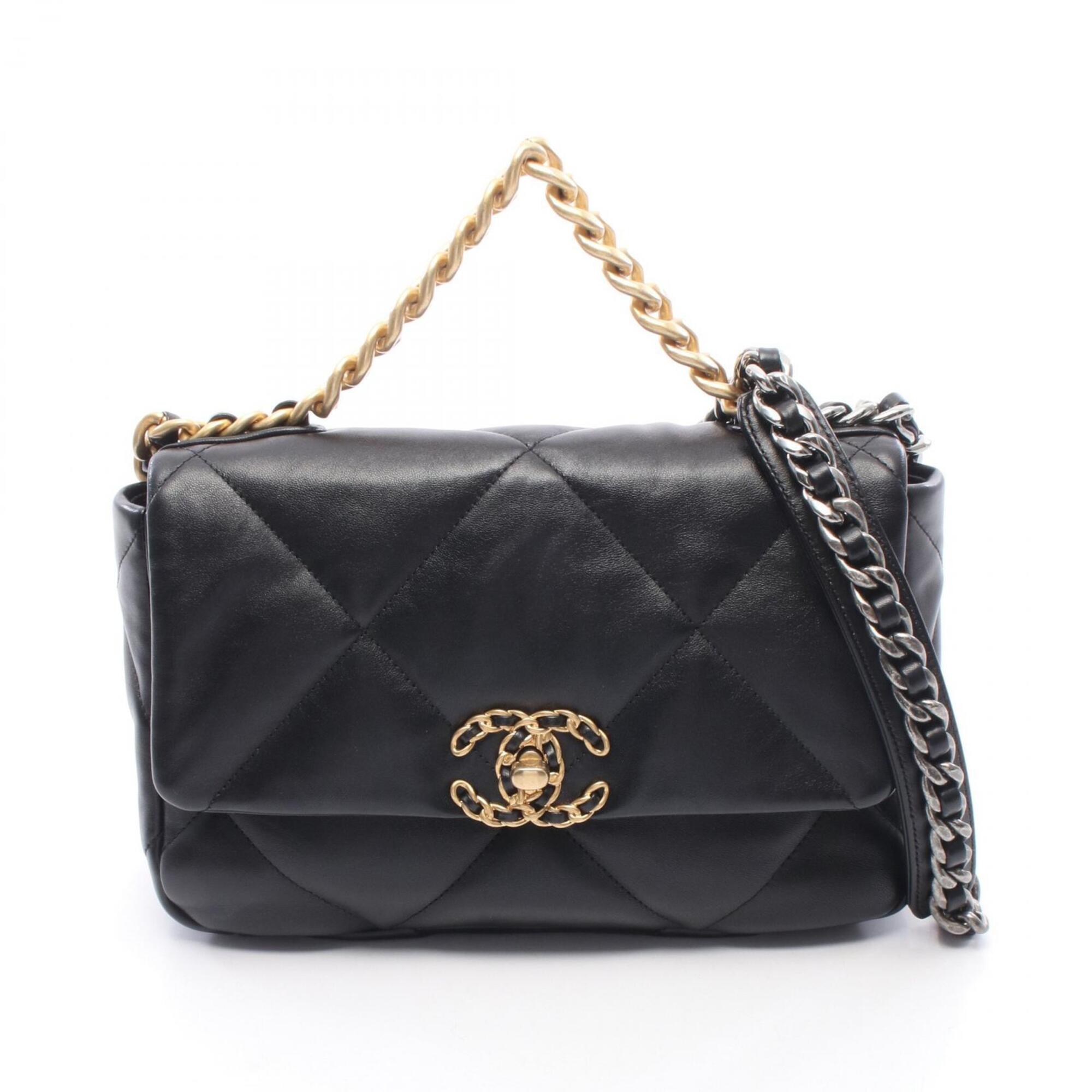 Chanel 19 Dixneuf Matelassé 2-Way Shoulder Bag/Handbag, Leather, Women's, Black (AS1160)