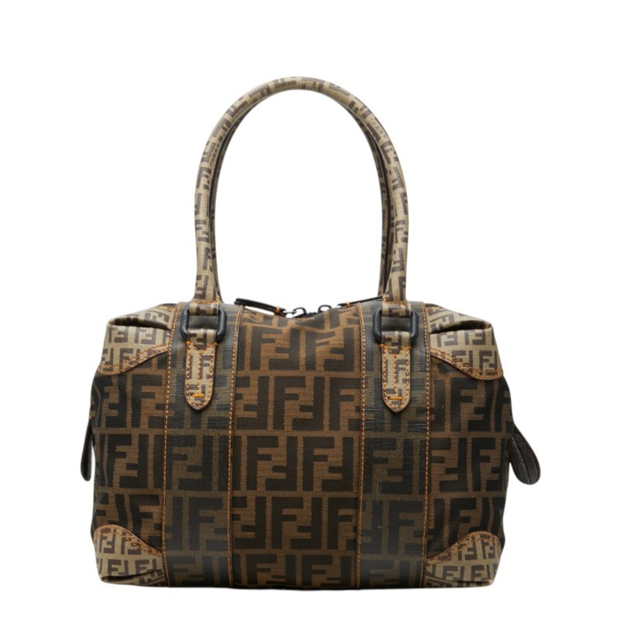 Fendi Zucca Zucchino Handbag 8BL095 Brown Beige Canvas Leather Women's FENDI