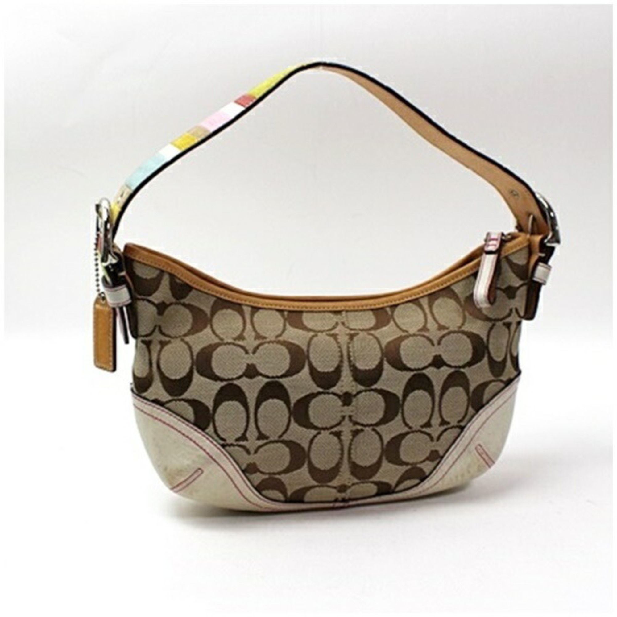 Coach 6831 Handbag, Signature Canvas x Leather, Beige White, COACH Women's