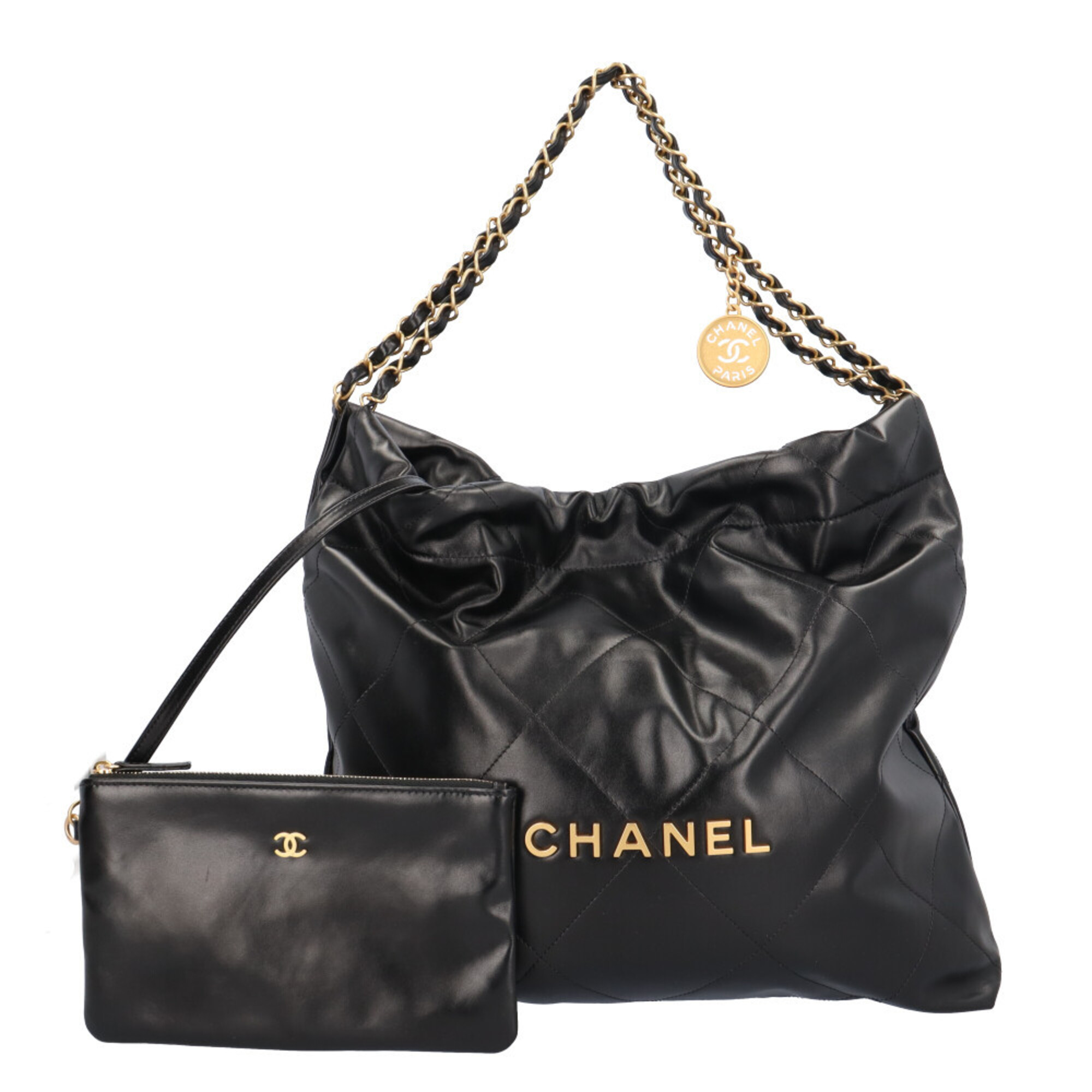 Chanel 22 Small Shoulder Bag, AS3260, Black, Women's, Chain