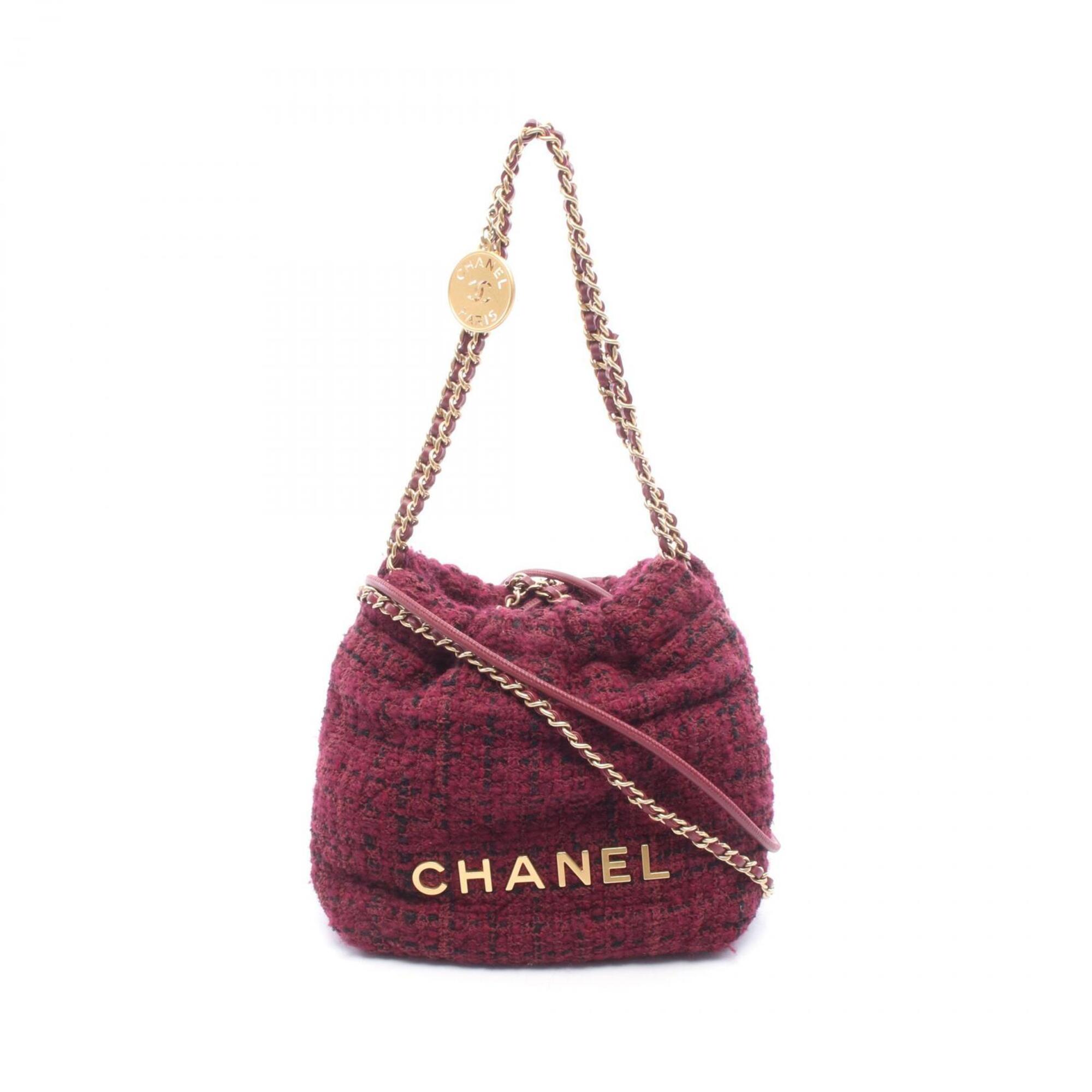 Chanel CHANEL 22 Mini Shoulder Bag Handbag Fabric Leather Women's Bordeaux/Black AS3980
