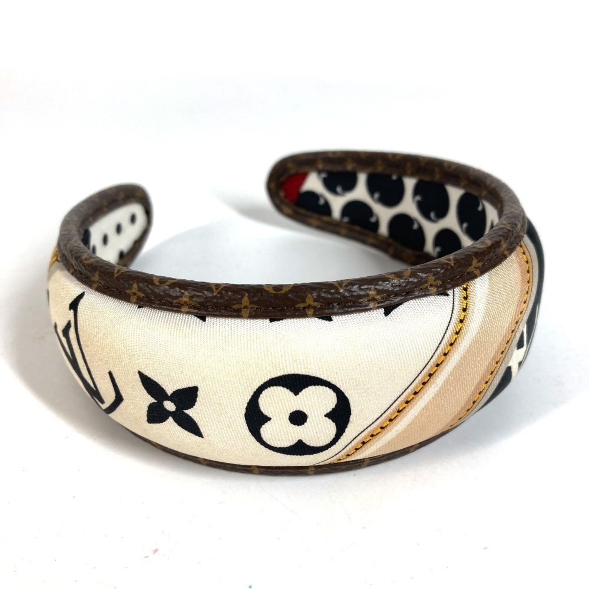 LOUIS VUITTON M77394 Monogram Headband Mindful Hairband Hair Accessory Silk Women's White