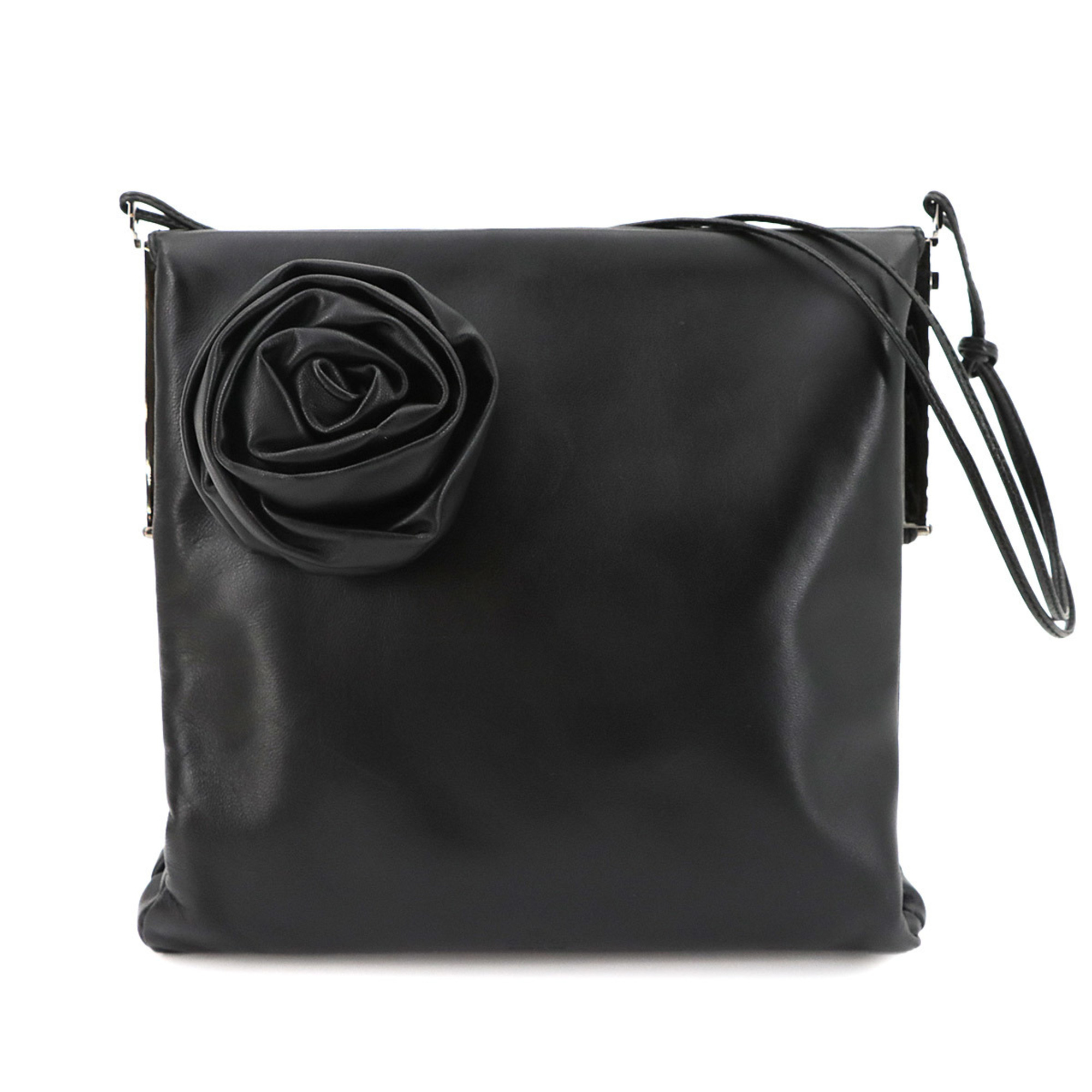 Gucci GUCCI Handbag Leather Black 005 0780 Silver Hardware Shoulder Bag