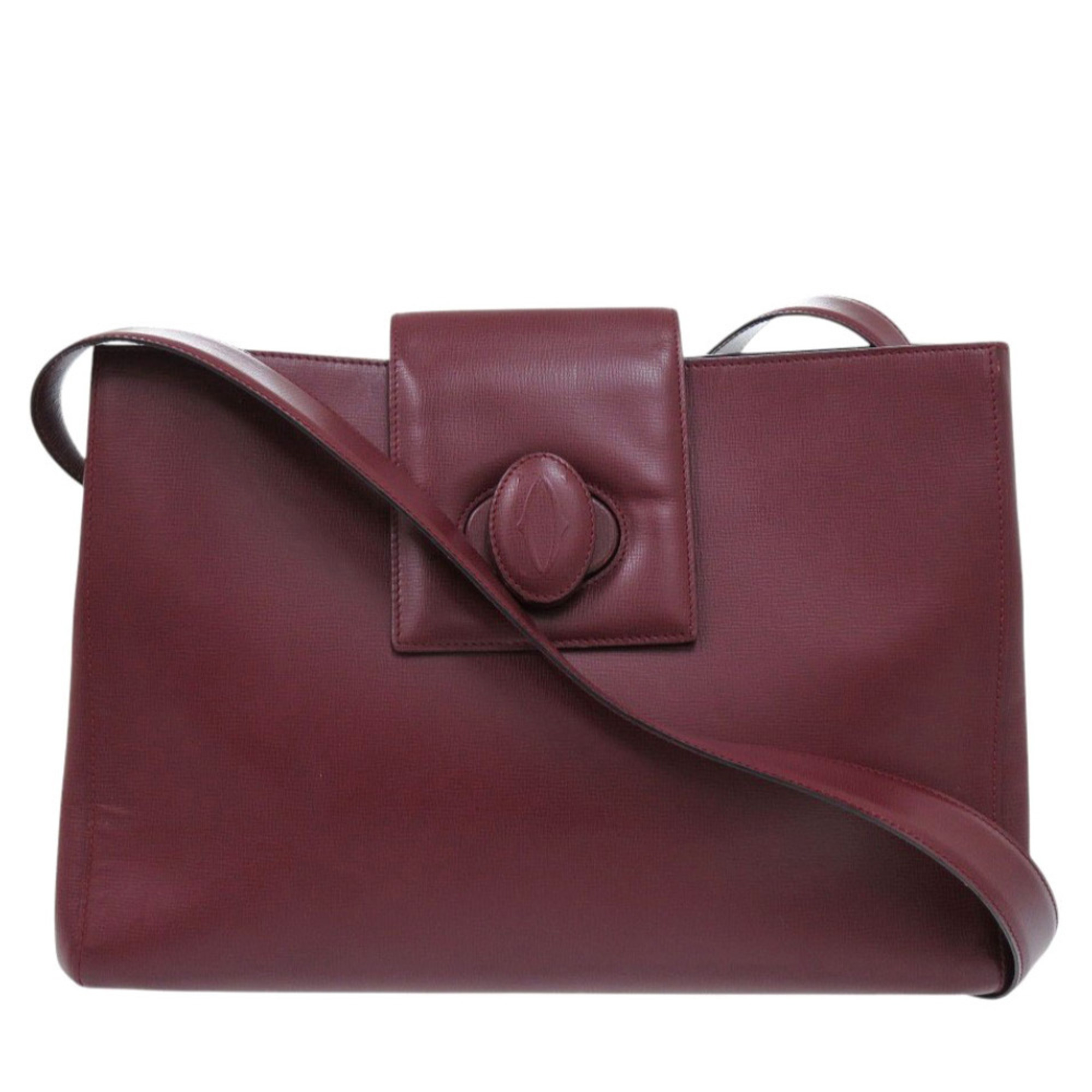 Cartier Must Line Leather Bordeaux Shoulder Bag Red 1288CARTIER